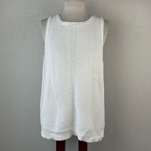EUC Jones New York Womens White Knit Sweater Tank Top Size L